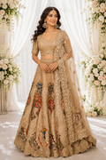 Champagne Bridal Lehenga with Gota-Zari & Multicolour Embroidery